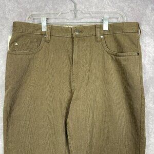 Kenneth Cole Mens Bedford Corduroy Straight Flat Front Pants Olive 34x30 NWT